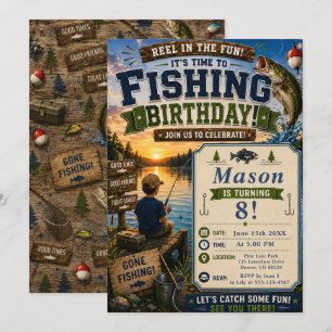 Invitation d'anniversaire de pêche