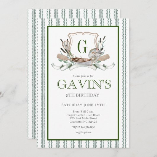 Invitation d'anniversaire de pêche (Devant / Derrière)