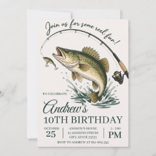 Invitation d'anniversaire de pêche amusante person