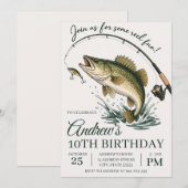 Invitation d'anniversaire de pêche amusante person (Devant / Derrière)