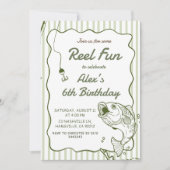 Invitation d'anniversaire de pêche dessinée à la m (Devant)