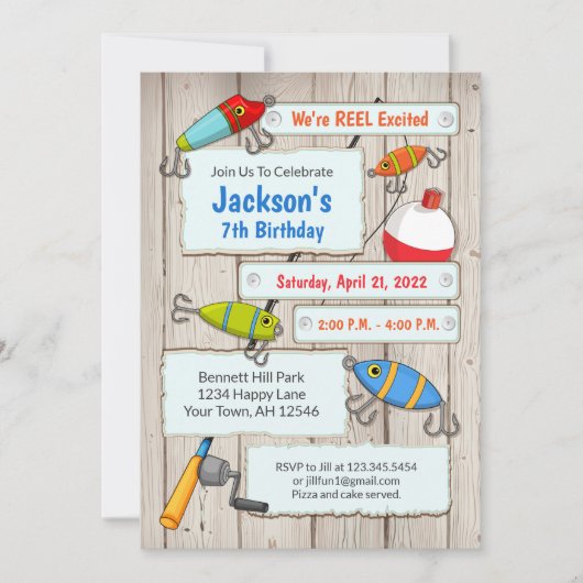 Invitation d'anniversaire de pêche Fête de pêche (Devant)
