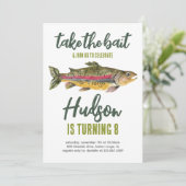 Invitation d'anniversaire de pêche - Mordez à l'ha (Debout devant)