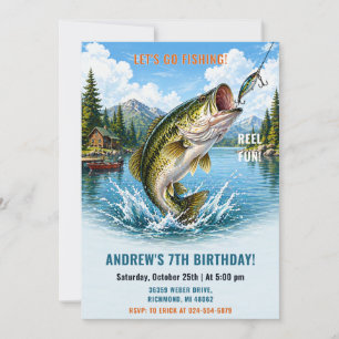 Invitation d'anniversaire de pêche personnalisée