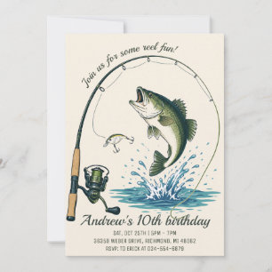 Invitation d'anniversaire de pêche personnalisée