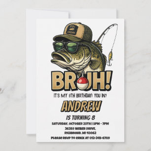 Invitation d'anniversaire de pêche personnalisée B