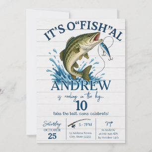 Invitation d'anniversaire de pêche personnelle O-F