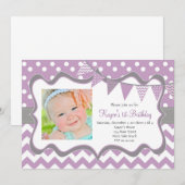 Invitation d'anniversaire de pendentif Chevron et (Devant / Derrière)