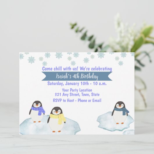 Invitation d'anniversaire de Penguin (Debout devant)