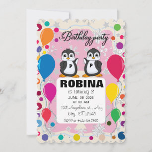 Invitation d'anniversaire de Penguin Garçons et