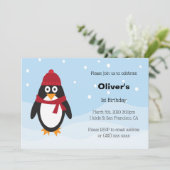 Invitation d'anniversaire de Penguin pour les anni (Debout devant)