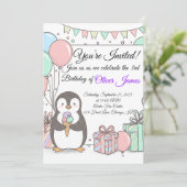 Invitation d'anniversaire de Penguin - Soirée pour (Debout devant)