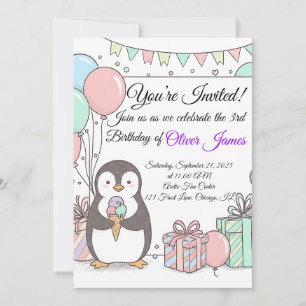 Invitation d'anniversaire de Penguin - Soirée pour