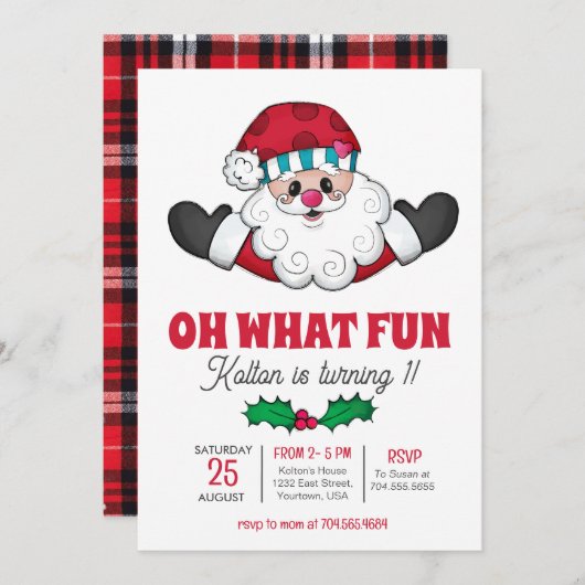 Invitation d'anniversaire de père Noël, Oh quel in (Devant / Derrière)