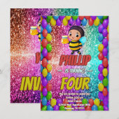 Invitation d'anniversaire de personnage Bee (Devant / Derrière)