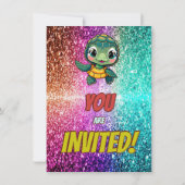 Invitation d'anniversaire de personnage de tortue (Dos)