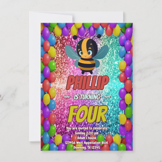 Invitation d'anniversaire de personnage personnali (Devant)