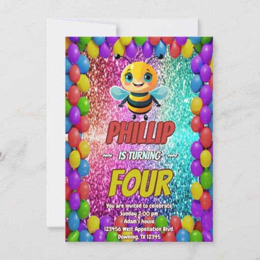 Invitation d'anniversaire de personnage personnali (Devant)