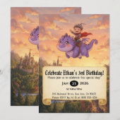 Invitation d'anniversaire de Petit Chevalier monta (Devant / Derrière)