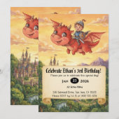 Invitation d'anniversaire de Petit Chevalier monta (Devant / Derrière)