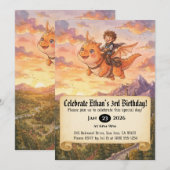 Invitation d'anniversaire de Petit Chevalier monta (Devant / Derrière)