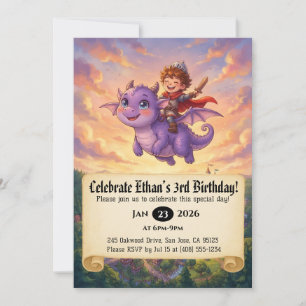 Invitation d'anniversaire de Petit Chevalier monta