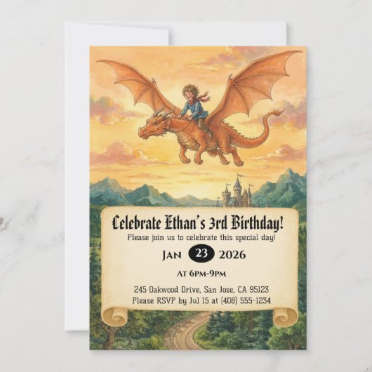 Invitation d'anniversaire de Petit Chevalier monta (Devant)