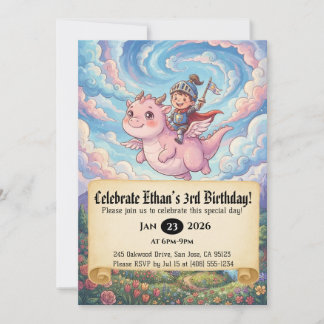 Invitation d'anniversaire de Petit Chevalier monta