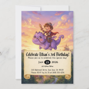 Invitation d'anniversaire de Petit Chevalier monta