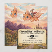 Invitation d'anniversaire de Petit Chevalier monta (Devant / Derrière)