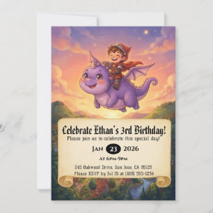 Invitation d'anniversaire de Petit Chevalier monta