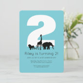 Invitation d'anniversaire de petit enfant sarcelle (Debout devant)