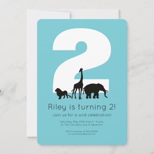 Invitation d'anniversaire de petit enfant sarcelle (Devant)