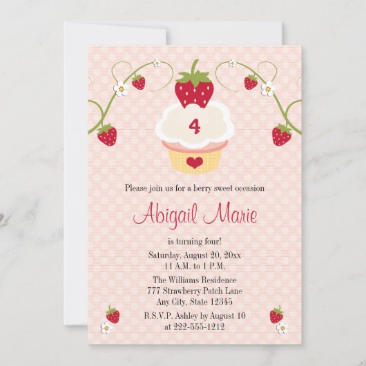 Invitation d'anniversaire de petit gâteau de (Devant)