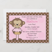 Invitation d'anniversaire de petit gâteau de singe (Devant)