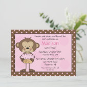 Invitation d'anniversaire de petit gâteau de singe (Debout devant)