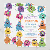 Invitation d'anniversaire de petit monstre (Devant / Derrière)