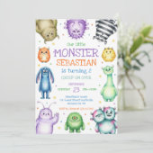 Invitation d'anniversaire de petit monstre (Debout devant)