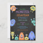 Invitation d'anniversaire de petit monstre (Devant)