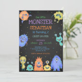 Invitation d'anniversaire de petit monstre (Debout devant)