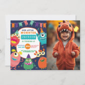 Invitation d'anniversaire de petit monstre pour fi (Devant)