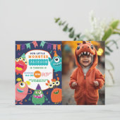 Invitation d'anniversaire de petit monstre pour fi (Debout devant)