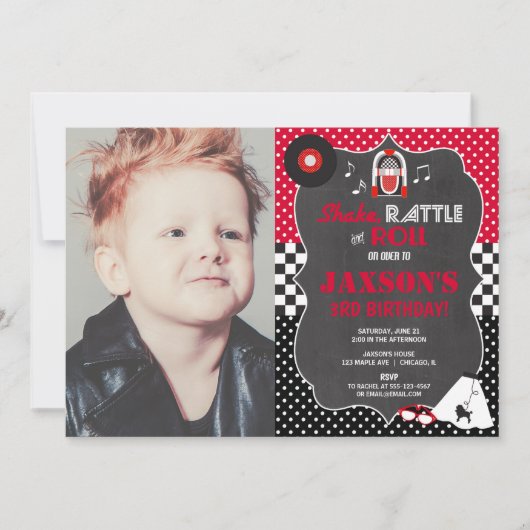 invitation d'anniversaire de petit pain de roche (Devant)