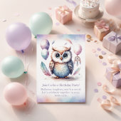 Invitation d'anniversaire de petite chouette bois