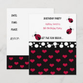 Invitation d'anniversaire de petite coccinelle (Devant / Derrière)
