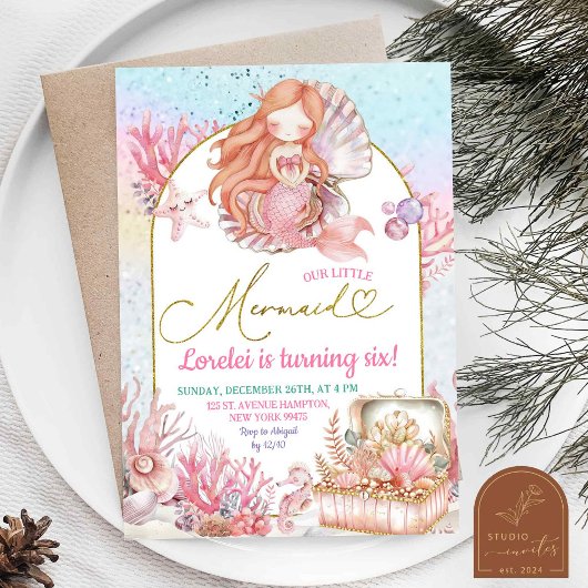 Invitation d'anniversaire de petite fille à la sir