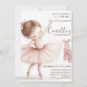 Invitation d'anniversaire de Petite Fille Ballerin