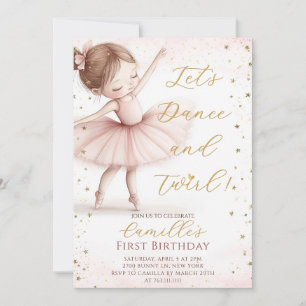 Invitation d'anniversaire de Petite Fille Ballerin