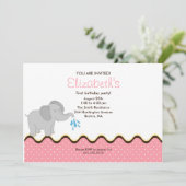 Invitation d'anniversaire de petite fille d'élépha (Debout devant)
