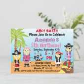 Invitation d'anniversaire de petite fille pirate p (Debout devant)